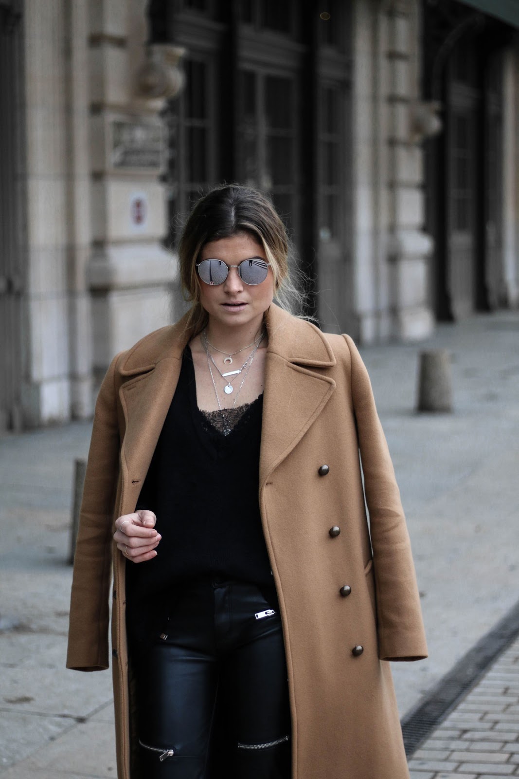 Camel coat & Black Outfit